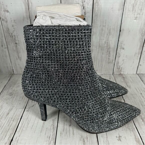 Michael Kors Katerina Black Silver Stud Crystal Embellished Bootie Sz 10 NEW - Picture 4 of 8